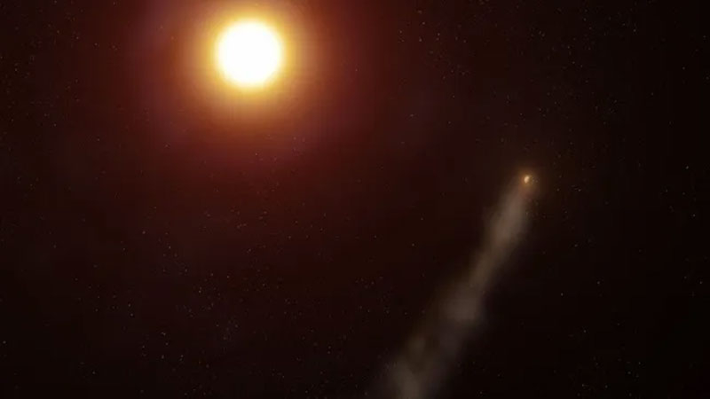  «Экзопланета с хвостом» в представлении художника. Источник изображения: Adam Makarenko/W. M. Keck Observatory 