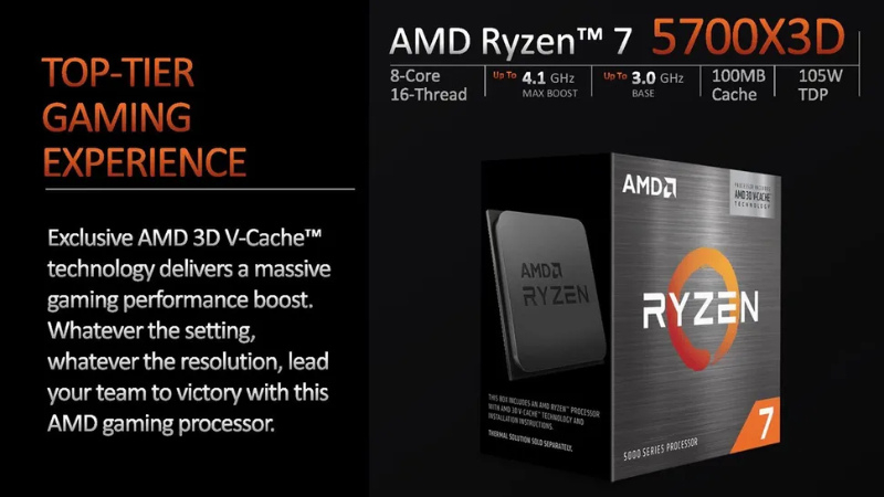 AMD начала продажи Ryzen 7 5700X3D — он стоит на $65 дешевле, чем Ryzen 7 5800X3D