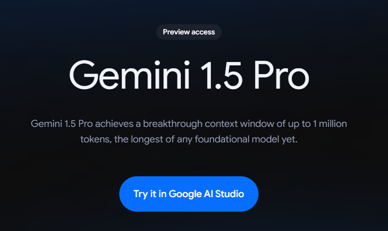 Google      Gemini 1.5 Pro