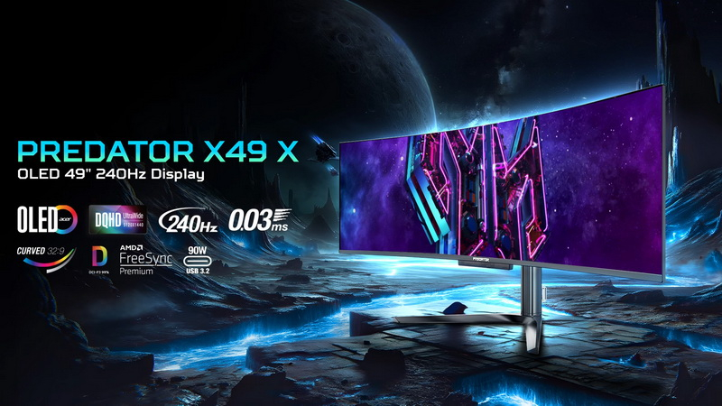 Acer поделилась подробностями об огромном 49-дюймовом изогнутом игровом мониторе Predator X49 X