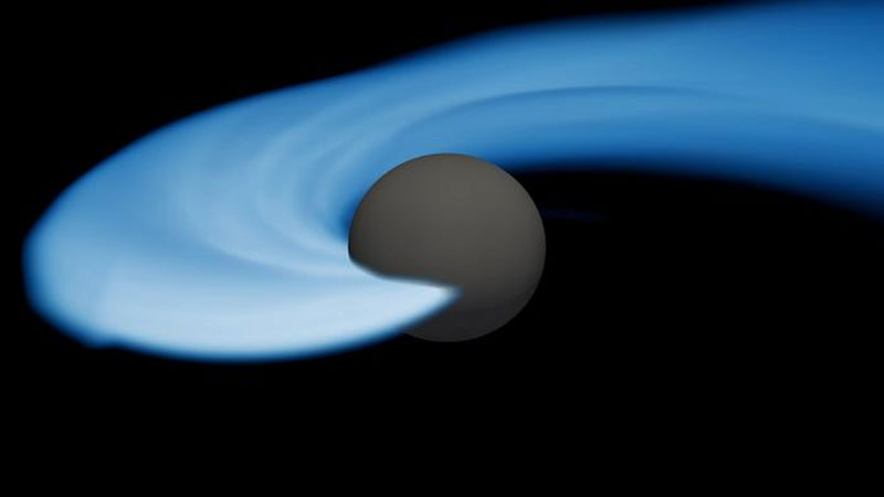  Художественное представление рзрыва нейтиронной звезды чёрной дырой. Источник изображения: Max Planck Institute for Gravitational Physics 