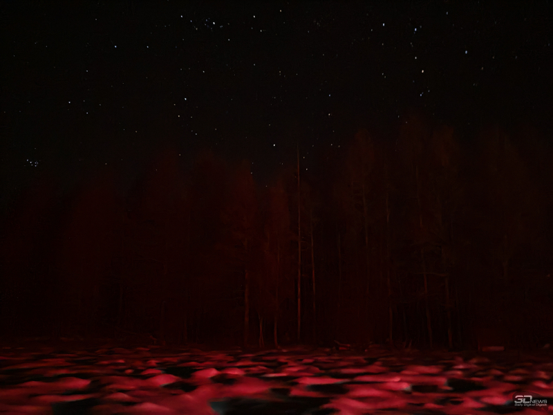  Пример съемки в ночном лесу с минимальными источниками освещения за кадром 
