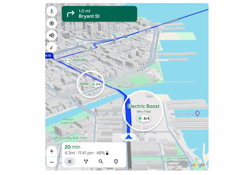 «Google Карты» подскажут дорогу к лучшим зарядным станциям для электромобилей