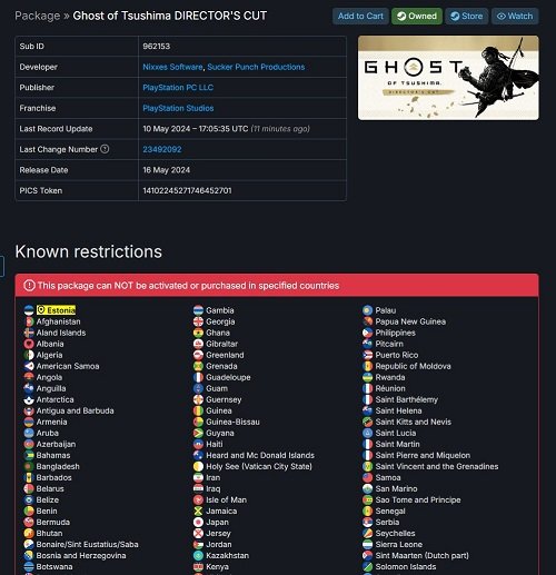  Список включает Армению, Грузию, Египет, Казахстан, Молдову и даже Ватикан (источник изображения: SteamDB) 