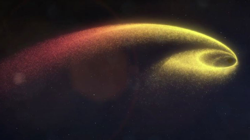  Художественное представление приливного разрушения звезды чёрной дырой. Источник изображения: NASA 