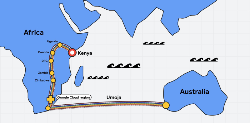 Подводный интернет-кабель Google Umoja впервые напрямую свяжет Африку с Австралией