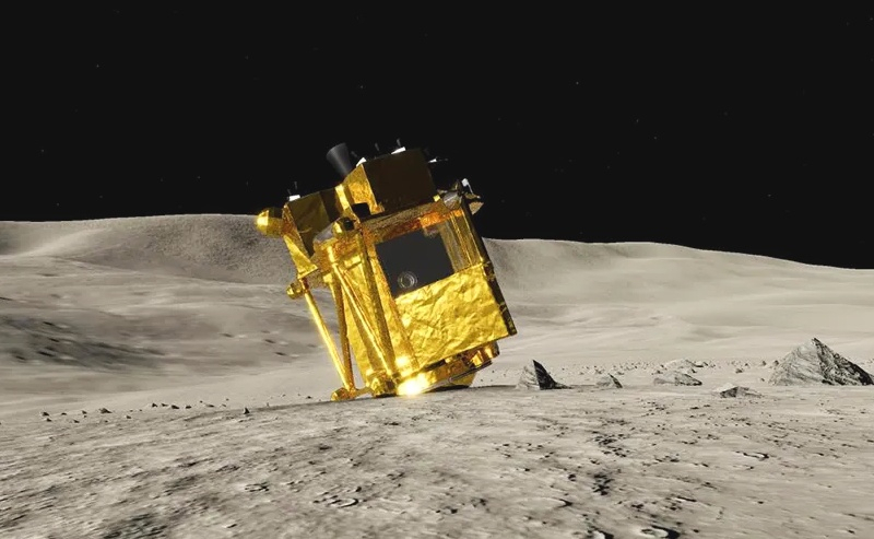  Положение модуля SLIM на Луне после прилунения в представлении художника. Источник изображения: JAXA 
