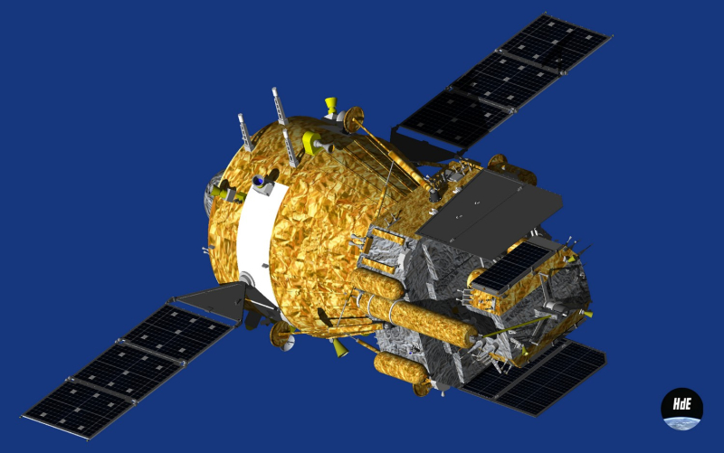  Зонд «Чанъэ-6» в сборе при полете к Луне. Графика Джуниора Миранды 