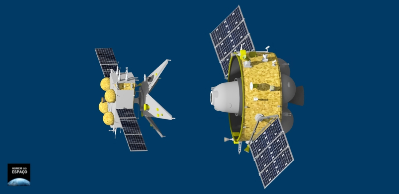  Момент отделения взлетной ступени с силовой конструкцией от орбитального модуля. Графика Джуниора Миранды 