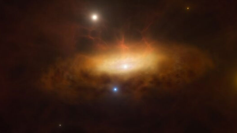  Пробуждение чёрной дыры в центре галактики в представлнии художника. Источник изображения: ESO 