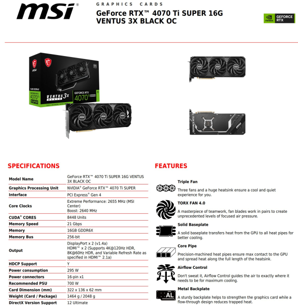  MSI GeForce RTX 4070 Ti Super на базе AD102. Источник изображения: MSI 