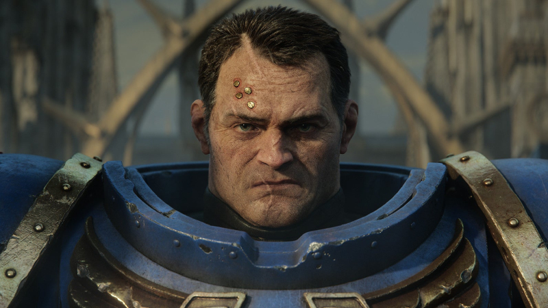  Лейтенант Тит смотрит на тех, кто скачал незаконченную сборку Warhammer 40,000: Space Marine 2 