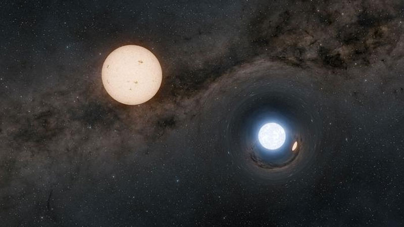  Художественное представление нейтронной звезды у солнцеподобной звезды. Источник изображения: Caltech/R. Hurt (IPAC) 