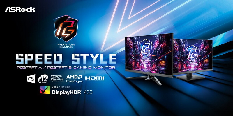 ASRock представила 27-дюймовые игровые мониторы Phantom Gaming PG27FFT1A и PG27FFT1B с Full HD и 180 Гц