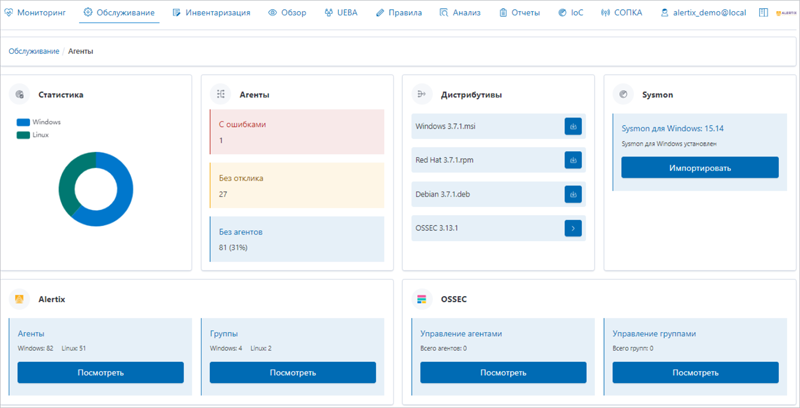  Пользовательский интерфейс SIEM-платформы Alertix 