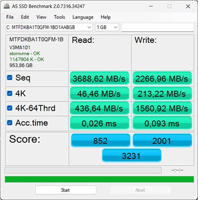  AS SSD Benchmark (от электросети) 