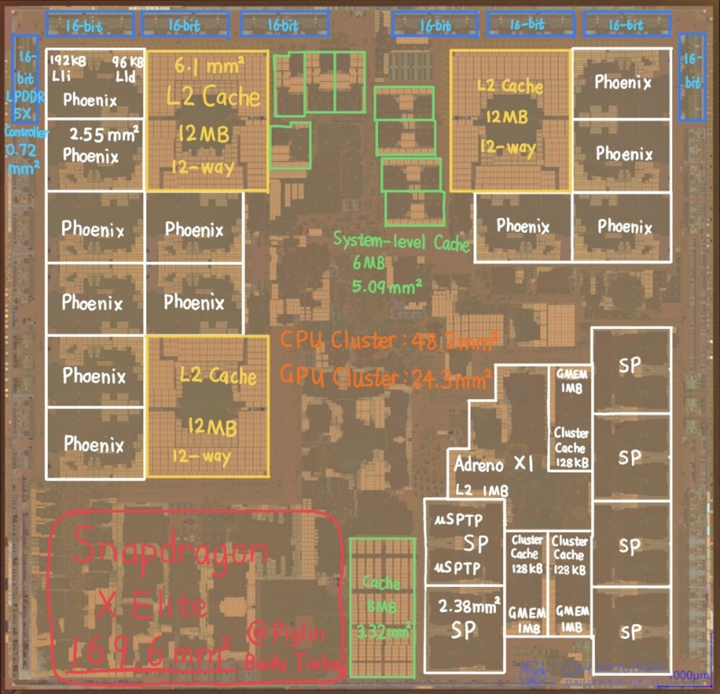  SoC Qualcomm Snapdragon X Elite. Источник изображения: Baidu/Piglin 