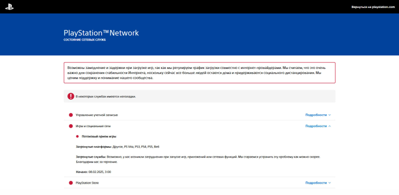  Источник изображения: status.playstation.com 