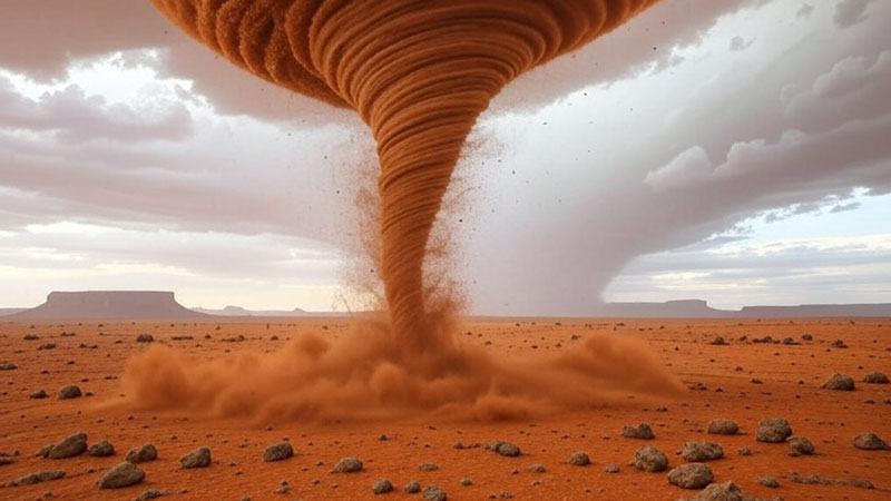 Марсоход NASA Perseverance стал свидетелем танца пылевых дьяволов на Марсе  они не поделили территорию