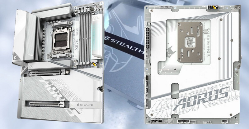 Gigabyte представила платы X870 и B850 Aorus Stealth с разъёмами питания на обратной стороне