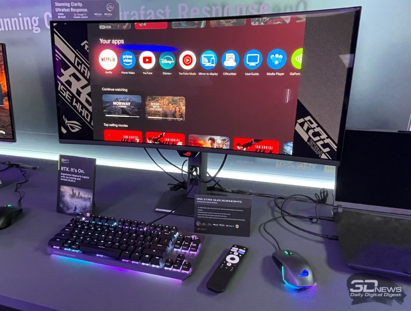 Asus показала геймерский монитор ROG Strix OLED XG34WCDMTG с поддержкой игр без ПК