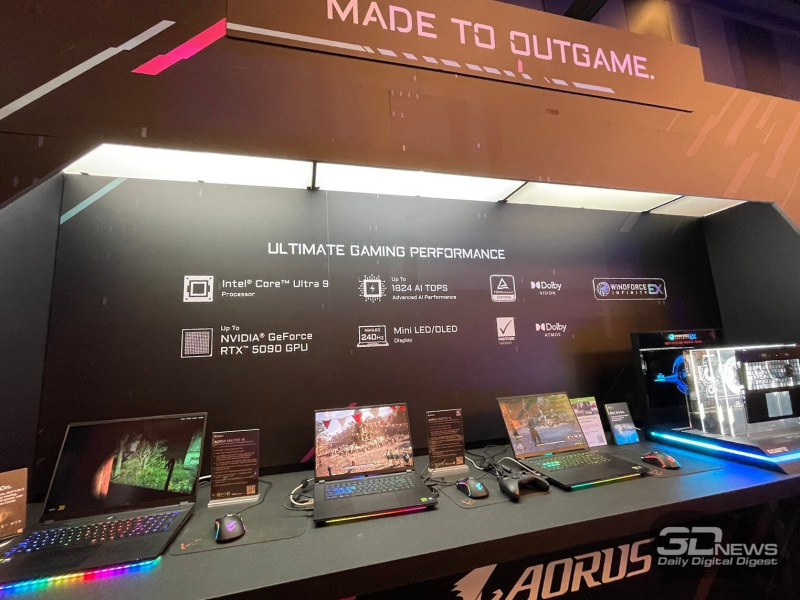 Репортаж со стенда GIGABYTE на выставке Computex 2025: геймерские ноутбуки и мощные компьютеры для ИИ и игр