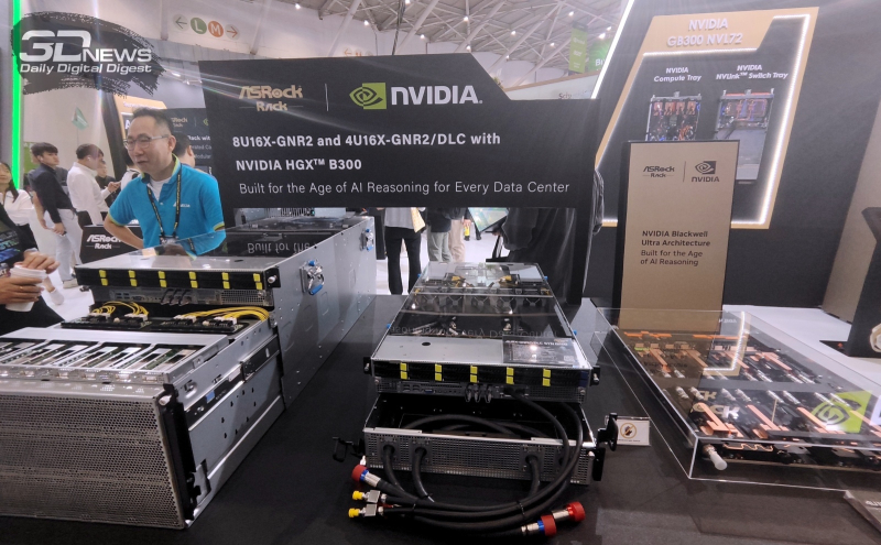 ASRock Rack показала серверы NVIDIA HGX B300 и систему XGMRACK GB300 NVL72