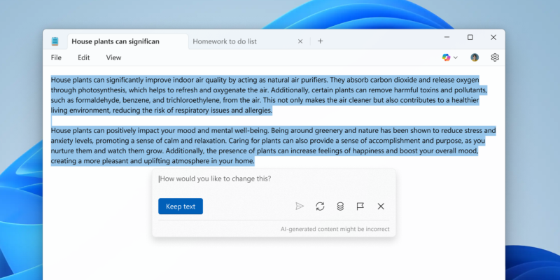 «Блокнот» в Windows 11 научился генерировать текст, а Paint — создавать стикеры