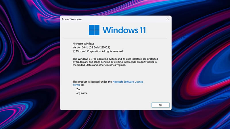 Microsoft     Windows 11 26H1,      