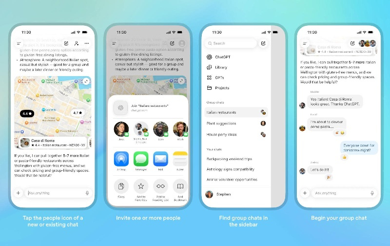 OpenAI тестирует групповые чаты в ChatGPT