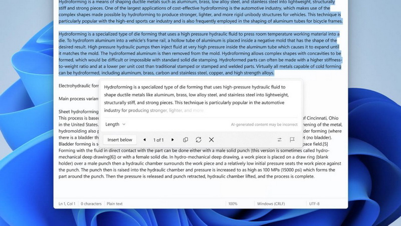 «Блокнот» в Windows 11 получил поддержку таблиц и больше ИИ-возможностей