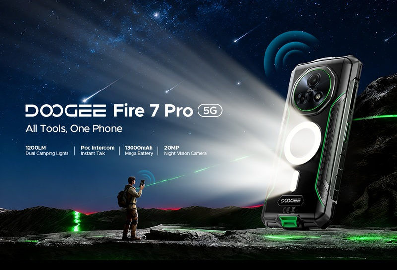 Анонсирован защищённый смартфон Doogee Fire 7 Pro 5G с PoC-рацией и кемпинговым фонариком