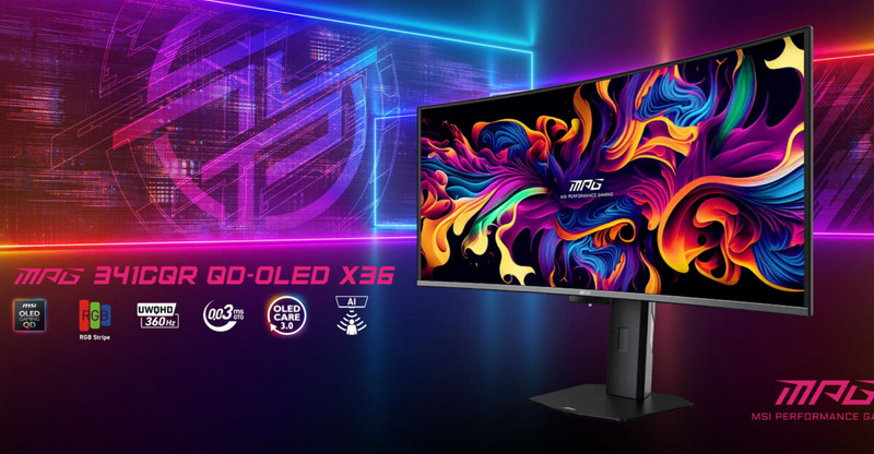 MSI представила геймерский монитор MPG 341CQR QD-OLED X36 с тандемным OLED и субпикселями RGB Stripe