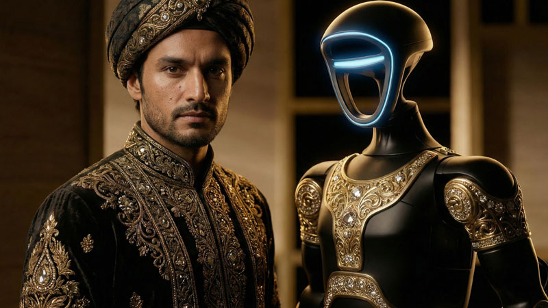 Российский производитель золотых телефонов Caviar представил робота Аладдин в восточном стиле