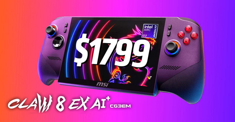 MSI оценила портативную приставку Claw 8 EX AI+ на чипе Arc G3 Extreme в $1799