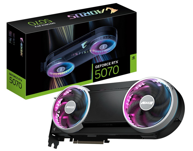 Gigabyte представила видеокарту Aorus GeForce RTX 5070 Infinity с экстравагантным кулером и скрытым питанием