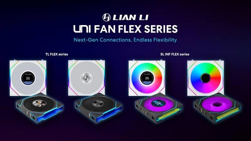 Lian Li представила корпусные вентиляторы UNI Fan Flex — среди них версии с ЖК-экранами и встроенной флеш-памятью