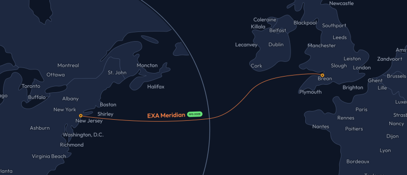 EXA построит Meridian — 500-Тбит/с трансатлантический интернет-кабель между США и Великобританией