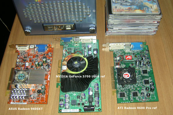 ASUS Radeon 9600XT, NVIDIA FX5700 Ultra, ATI Radeon 9600Pro