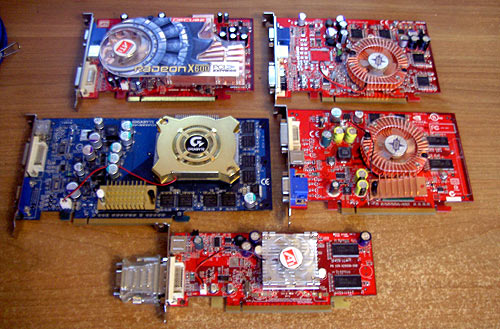 Gecube X600Pro, MSI X600XT, Gigabyte PCX5900, MSI PCX5750, ATI X300SE