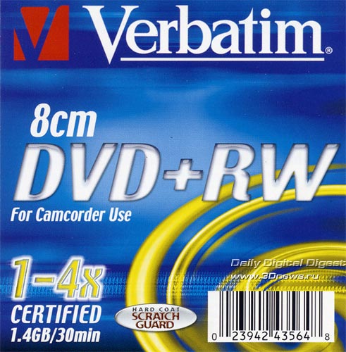  Verbatim DVD+RW 8cm 4x 