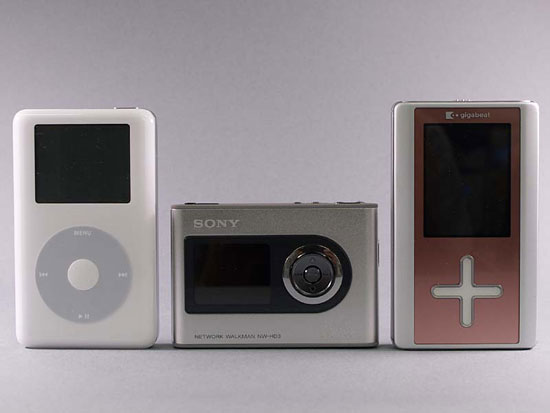 Sony Walkman NW-HD3, iPod, Gigabeat20