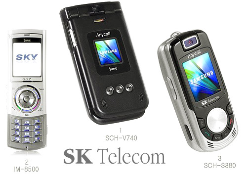 SK Telecom | 1 - Samsung SCH-V740 | 2 - SKY IM-8500 | 3 - Samsung SCH-S380