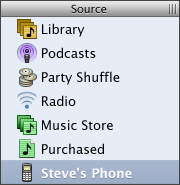 Меню iTunes